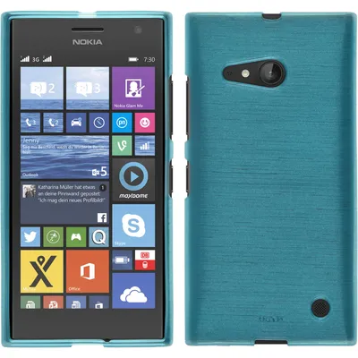 Produktbild von PhoneNatic Case kompatibel mit  Nokia Lumia 730 - blau Silikon Hülle brushed + 2 Schutzfolien