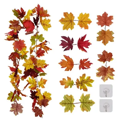 Produktbild von Herbstgirlande mit 72 künstlichen Blättern, 7 Blattformen, 175 cm