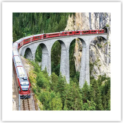 Produktbild von Poster - Poster ohne Rahmen - Viadukt Landwasser Zug - 40x40 cm - Wand Bild - Wanddeko - Wandbilder - Kunstposter - Wandposter - Bilder - Kunstdruck - Wanddekoration - Wandbild - P2XAC40x40-4605