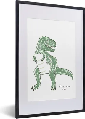 Produktbild von MuchoWow® Gerahmtes Poster Kinderzimmer - Tyrannosaurus - Dinosaurier - Jungen - Mädchen - Kinder 40x60 cm - Poster mit Schwarzem Bilderrahmen Wandposter Rahmen Foto Bilder - Poster in Rahmen