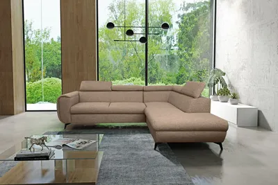 Immagine prodotto di Divano ad angolo "Mona" Divano ad angolo funzione letto beige marrone Recamiere destra