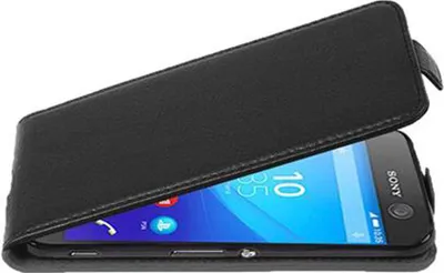 Immagine prodotto di Cadorabo custodia protettiva per Sony Xperia M5 cover in nero Flip case custodia del telefono cellulare Case Cover imitazione pelle