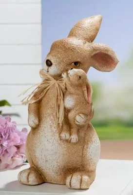 Produktbild von Deko-Hase mit Kind Magnesia ca. 41 cm hoch