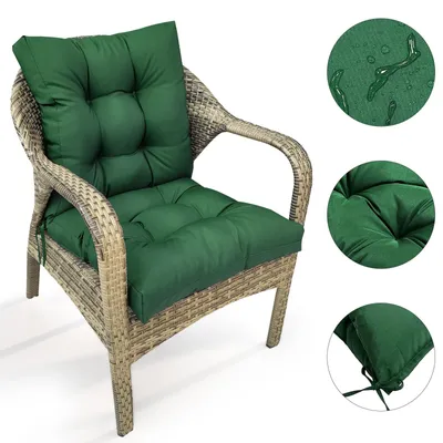 Image de Coussin de chaise de jardin Coussin de chaise, résistant aux UV, imperméable Coussin de chaise, Indoor et Outdoor Coussin de chaise, vert foncé,106x53cm