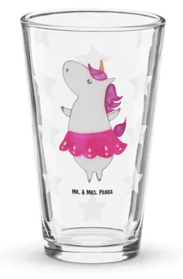 Produktbild von Mr. & Mrs. Panda Glas Einhorn Ballerina - Transparent - Geschenk, Tumbler, Cocktailglas, Wohnung, Geburtstag, Einhörner, Bierglas, Unicorn, Trinkglas, Party