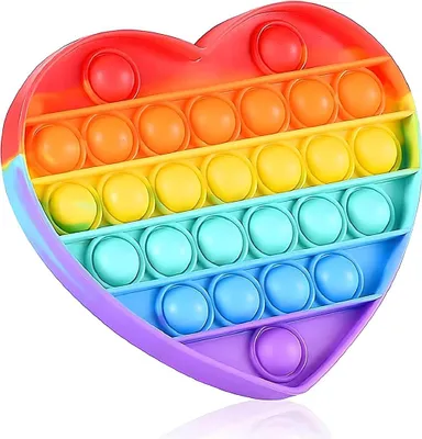 Produktbild von Push and Pop Silikon Bubble Sensorisches Fidget Spielzeug - Anti-Stress Pop-It Spielzeug - Regenbogen-Bubblespielzeug - Geeignet für autistische und unruhige Menschen - Mehrfarbiges Herz