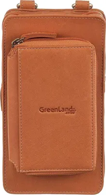 Produktbild von GreenLand Nature Leder Handytasche Geldbörse Phone Bag / Wallet Mandarin hellbraun