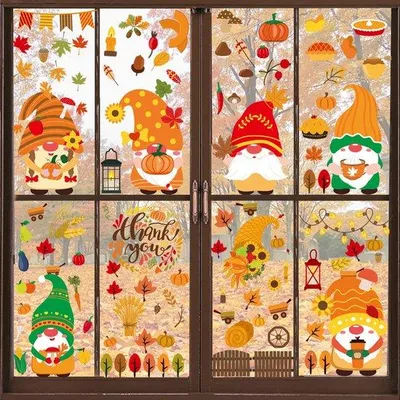 Produktbild von Herbst Dekorationsfolien Herbst Dekorationsfolien Weihnachtsdekoration Fensterbilder Esche Kastanie Dekorationsfolien Dekoration Herbst Fensterbilder (9F) (9E)