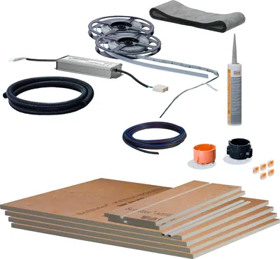 Image de Schlüter Systems LIPROTEC-WSK 2500x1285mm kit d’accessoires avec ruban LED RGB + blanc - éclairage d’accentuation indirect ou direct pour les habillages muraux