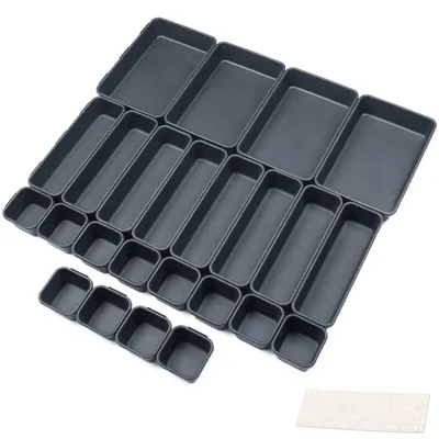 Schubladen-Organizer 24-teilig mit Anti-Rutsch-Pads schwarz