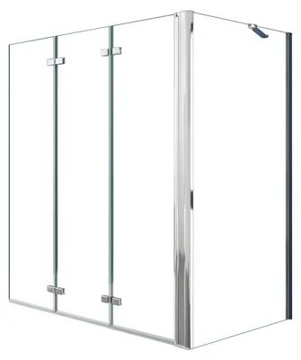 Produktbild von Duschspa 130x140cm Badewanneaufsatz 3-teilig Faltwand 6mm ESG Nanoglas Duschwand mit 60cm Seitewand