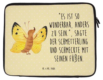 Produktbild von Mr. & Mrs. Panda Laptop Tasche Schmetterling Zitronenfalter 33 x 42 cm - Gelb Pastell - Geschenk, Sleeve, Notebook, Besonders, Liebe, Anders, Schmetterlinge, Hülle