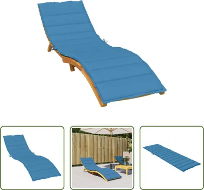 Image de The Living Store Coussin pour bain de soleil Melange bleu 200x60x4 cm Tissu