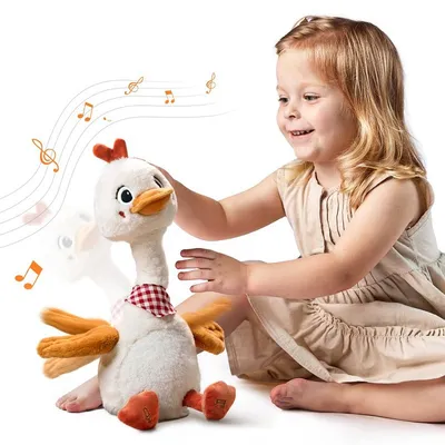 Produktbild von Sprechende & Singende Plüsch-Ente – Baby Spielzeug, Nachsprechendes Labertier, Winkt mit Hals & Flügeln, 6 Kinderlieder, Für Kinder ab 3 Jahren