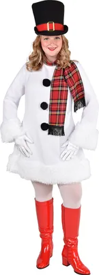 Produktbild von M222199-S-M weiß Damen Schneefrau Schneemann Kleid Weihnachts Kostüm Gr.S-M=36-40