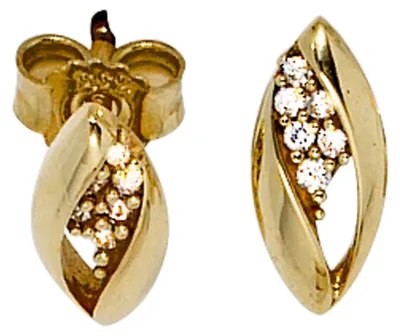 Produktbild von Ohrringe Ohrstecker Zirkonia spitzoval 333 Gelbgold Gold Ohrschmuck