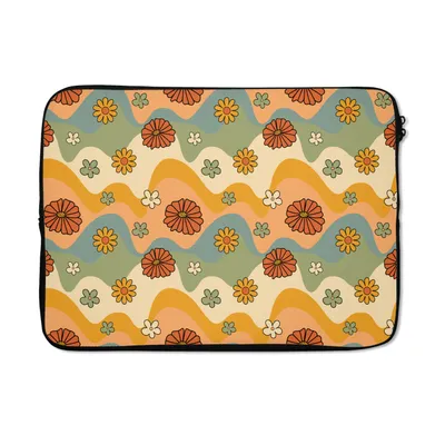 Produktbild von MuchoWow® Laptop Hülle 13 Zoll Muster - Blumen - Vintage Laptoptasche - Laptophülle - Sleeve - Rundumschutz