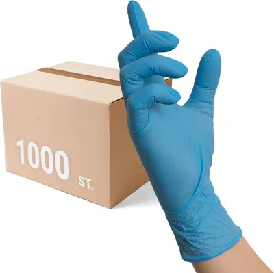 Produktbild von NITRAS 8311 Blue Wave Einmalhandschuhe 10x 100 Stück - Einweghandschuhe puderfrei, unsteril, perfekt in einer Box zum Dosieren Größe:8