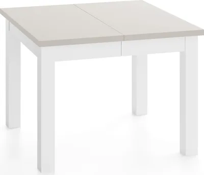Produktbild von Quadratischer Esstisch Ausziehbar 100 bis 200 cm – Verlängerbar, für 4-12 Personen mit Weißen Holzbeinen – Tisch für Wohnzimmer & Esszimmer in Kaschmir