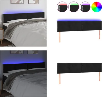 Produktbild von vidaXL LED Kopfteil Schwarz 200x5x78/88 cm Samt - LED Kopfteil - LED Kopfteile - Kopfteil - Bett-Kopfteil