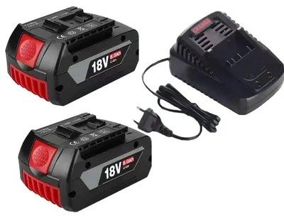 Zdjęcie produktu dla Akumulator do elektronarzędzi, pojemność 8000 mAh, kompatybilny z elektronarzędziami 18V, ładowarka 2 sztuki, 8.0 Ah, 18V