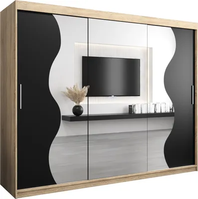 Produktbild von Kleiderschrank, Schiebetürenschrank Schlafzimmer, Schrank mit Spiegel MADRYT 250 cm