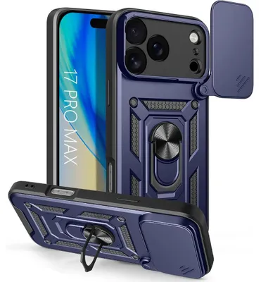 Image de Coque pour iPhone 17 Pro Max, Protection Robuste Renforcée avec Cache Caméra Anti-Rayures - Bleu Marine