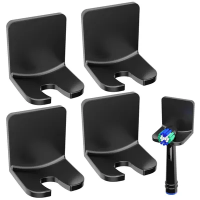 Immagine prodotto di Supporti per spazzolini elettrici, 4 pezzi, adesivi, per montaggio a parete, colore nero