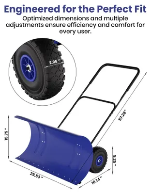 Obrázek produktu pro Sněhová fréza s koly - kovová lopata - šířka 74 cm - robustní konstrukce - pro efektivní odklízení sněhu - modrá barva