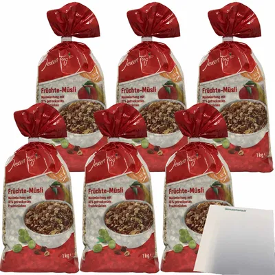 Produktbild von Jeden Tag Früchte-Müsli 6er Pack (6x1000g Packung) + usy Block