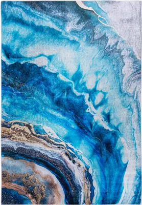 Produktbild von Blau Teppich Mazovia - Glamour, Marmor - Teppich für Wohnzimmer, Schlafzimmer, Büro - Maschinenwaschbar - 160 x 230 cm