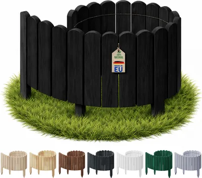 Immagine prodotto di Floranica Bordura per prato 40 x 100 cm Nero Bordura per aiuole flessibile Staccionata in legno da piantare per prato