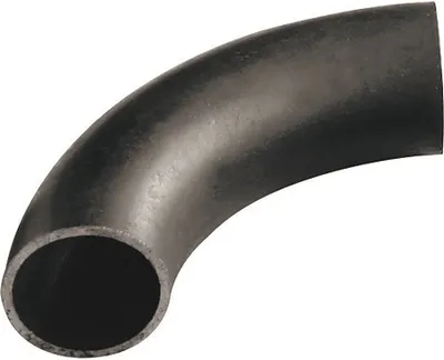 A black metal pipe elbow fitting.