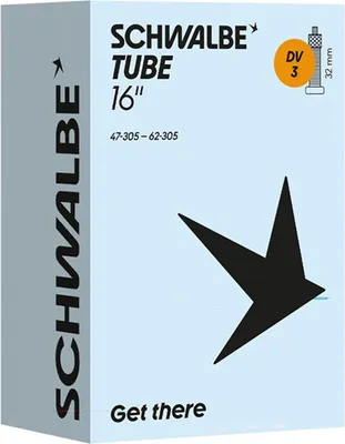 Image de Chambre à air Schwalbe, modèle DV 3, dimensions 16x1.75-2.50" (47/62-305), diamètre de valve 32 mm