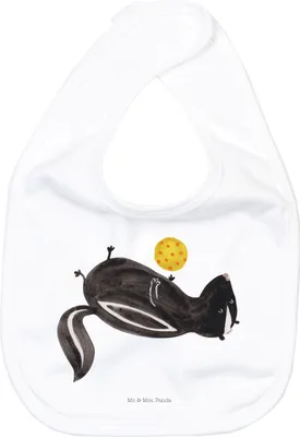 Produktbild von Mr. & Mrs. Panda Lätzchen Stinktier Ball - Weiß - Geschenk, Kinderlätzchen, Schlabberlatz, Sabber, Weisheit, Wildtier, Stinker, Für Babys, Raubtier, Skunk