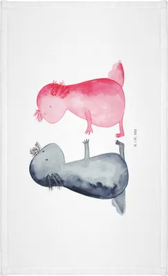 Produktbild von Mr. & Mrs. Panda Flauschtuch Axolotl Liebe - Weiß - Geschenk, kleines Handtuch, glücklich, gesichtshandtuch, Frotteehandtuch, Valentinstag, 50x100, Lurch