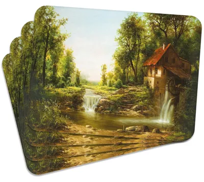 Produktbild von MG Design Set aus 4 Kork-Platzsets - Old Mill. Summer - 30 x 40 cm - hitzebeständig & abwischbar, mit Korkrückseite