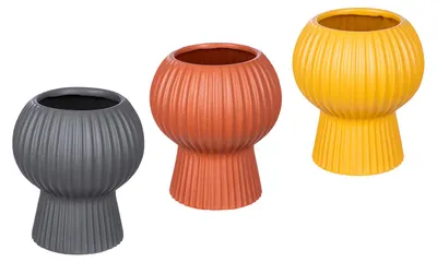 Produktbild von Gilde Vase, "Futurama", Keramik, braun, gelb, grau, H. 19 cm, D. 17 cm 34318 4063387343180 3 Stück (3-fach sortiert)
