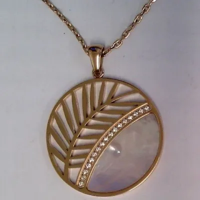Produktbild von CEM 4-202894-001 ST9-129C Damen Halskette Collier mit Anhänger Edelstahl rose Zirkonia Perlmutt 45+5cm