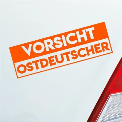 Produktbild von Auto Aufkleber Vorsicht Ostdeutscher Ostdeutschland Ossi 19x6 cm Orange Sticker Heckscheibenaufkleber