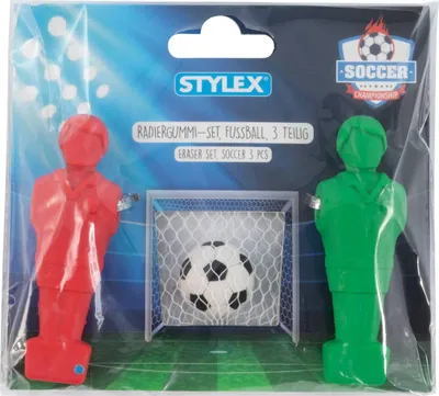 Obrázek produktu pro Sada gumových mazadel Fotbal 3dílná 2 figurky fotbalistů 1 fotbalový míč