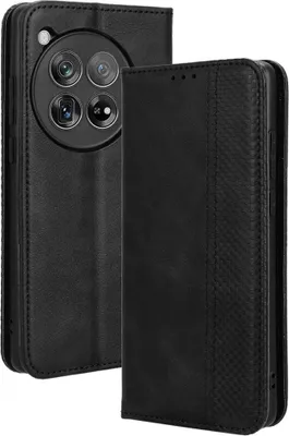 Produktbild von OnePlus 12 Hülle - Coverup Vintage Style Klapphülle - Schwarz