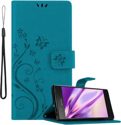 Image de Cadorabo Housse pour Sony Xperia XZ1 Housse de protection en bleu Housse pour portable Etui Case Fleurs Flower