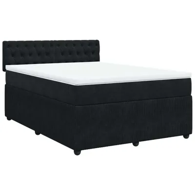 Produktbild von Boxspringbett mit Matratze Schwarz 140x190 cm Samt