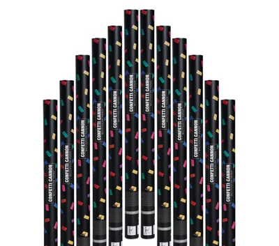 Produktbild von Konfetti Kanone 80 cm bunt Party Popper für Hochzeit, Geburtstag, Event, Silvester, Karneval Konfettishooter mit bis zu 8 m Effekthöhe, Größe: 12x Konfettikanone Stückzahl: 12