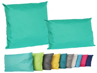 Produktbild von 2er Set Outdoor Lounge Kissen Set 45x45cm + 30x50cm Dekokissen Inkl. Füllung Wasserfest Sitzkissen Garten Lotus Effekt, Farbe:Aqua