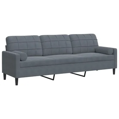 Immagine prodotto di vidaXL Divano 3 posti con cuscini decorativi in velluto grigio scuro 210 cm