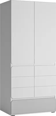 Produktbild von Kleiderschrank 2-trg. mit Schublade weiß, grau FLINT-129
