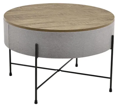 Productafbeelding van Bijzettafel, salontafel, woonkamertafel, salontafel, opbergtafel, rond, walnootlook/grijs [en.casa]