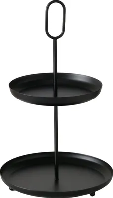 Produktbild von Etagere 2-lagig - schwarz - Edelstahl - H34 cm - Servierplatte fur Tee/Tapas/Kekse/Kuchen